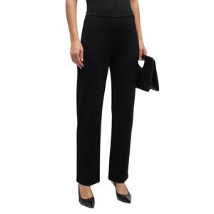 ST JOHN BASICS Black Knit Wide Leg Pants Size 2